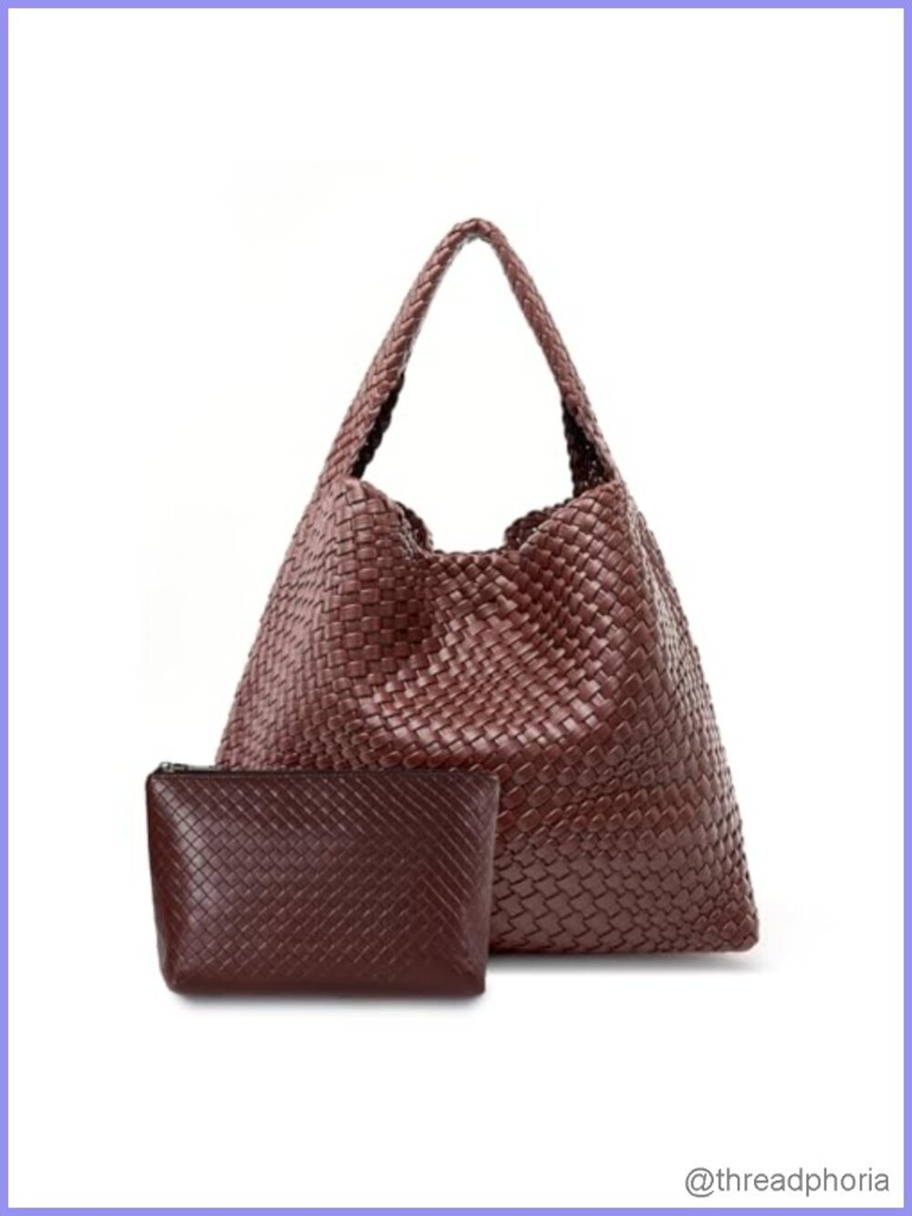 Large Woven Tote Bag for Women Faux Leather Handbag with Clutch